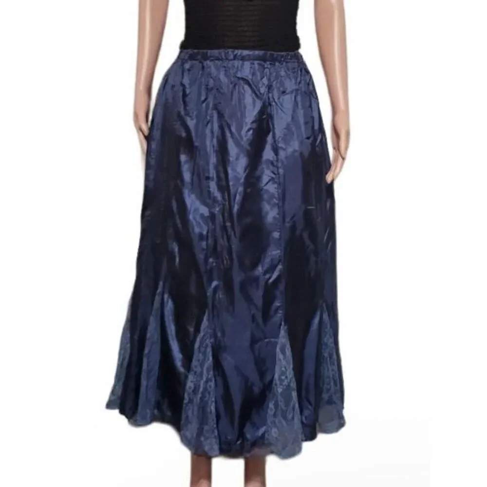 Renee Lamar midnight blue pull-up polyester Maxi skirt L